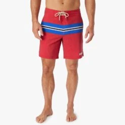 The Nautilus Boardshort | Nautical Red Sailing Stripe -Fair Harbor Shop NAU8 621 Nautical Red Sailing Stripe ONFIG 021